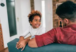 Father and son talking.