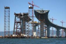 Photograph of the San Francisco-Oakland Bay Bridge under construction