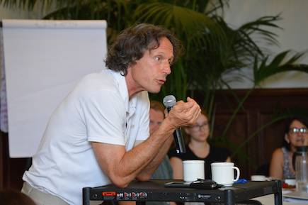Researcher Fred Luskin speaking at the GGSC summer institute for educators