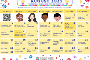 Your Happiness Calendar for Educators for August 2025