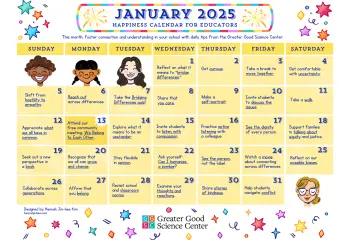Your Happiness Calendar for Educators for January 2026
