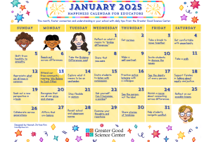 Your Happiness Calendar for Educators for January 2026