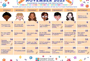 Your Happiness Calendar for Educators for November 2025