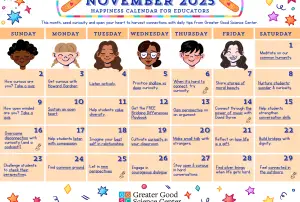 Your Happiness Calendar for Educators for November 2025