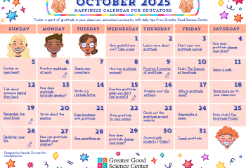 Your Happiness Calendar for Educators for October 2025