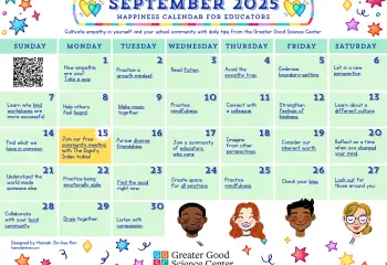Your Happiness Calendar for Educators for September 2025