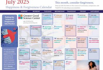 Your Happiness & Forgiveness Calendar for July 2025