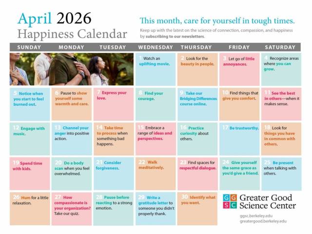 Your Happiness Calendar for April 2026