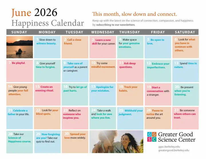 Your Happiness Calendar for June 2026