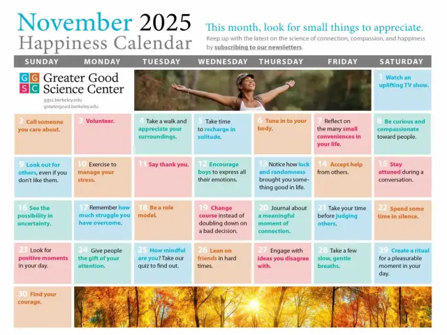 Happiness Calendars for November 2025 Unveiled