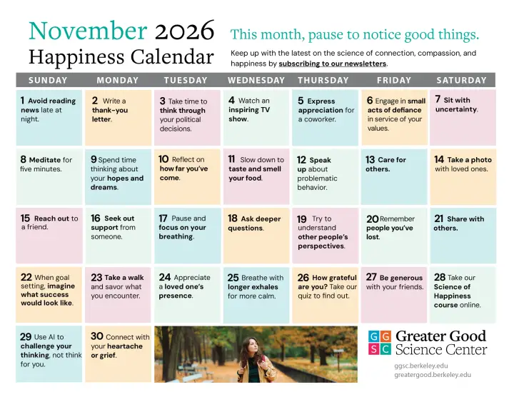 Your Happiness Calendar for November 2026