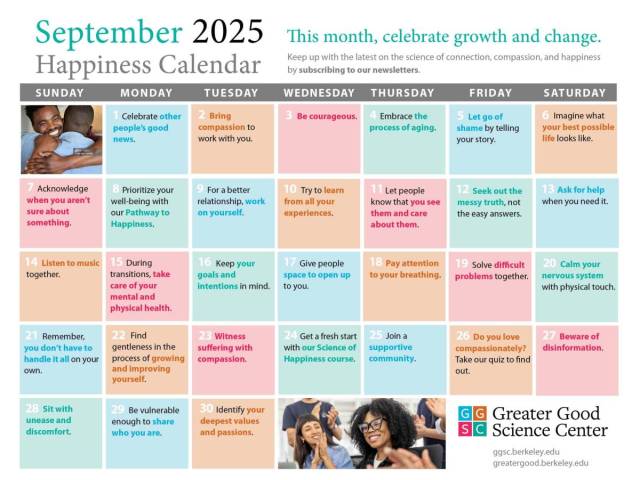 Your Happiness Calendar for September 2025