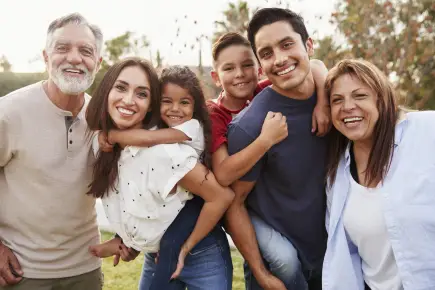 A multigenerational Latino family outdoors