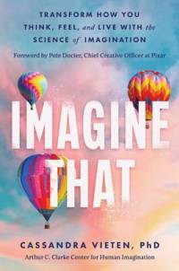Imagine That book cover with hot air balloons among the clouds