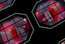 View of two rooms separated by a wall from above from the Love Is Blind set
