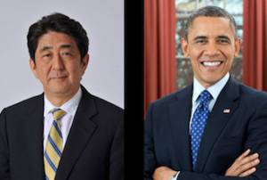 Japanese Prime Minister Shinzo Abe and US President Barack Obama