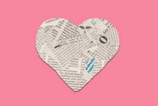 A heart made out of newsprint
