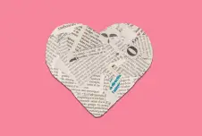 A heart made out of newsprint